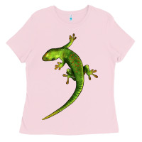 Bubblegum Pink Green Lizard Illustrations Ladies Tee - LillyAllenDesigns