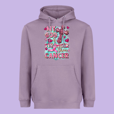 My God Is Stronger Than Cancer Heavyweight Hoodie Designed By Fadigitalartstudio