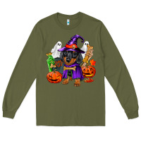 Army Green Halloween dachshund puppy dog Long Sleeve Tee - RanaPortraitStore