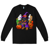 Black Halloween dachshund puppy dog Long Sleeve Tee - RanaPortraitStore