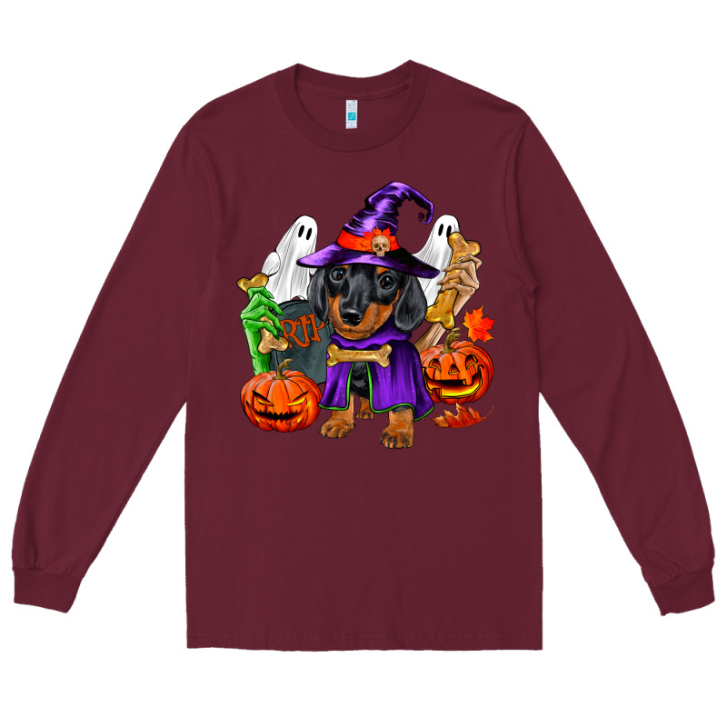 Halloween Dachshund Puppy Dog Long Sleeve Tee by RanaPortraitStore | Teevron