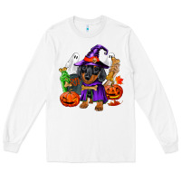 White Halloween dachshund puppy dog Long Sleeve Tee - RanaPortraitStore