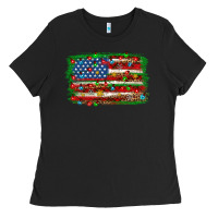 Black Christmas american flag Ladies Tee - NancyCooperArtShop
