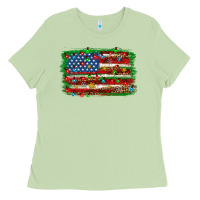 Matcha Christmas american flag Ladies Tee - NancyCooperArtShop