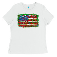 White Christmas american flag Ladies Tee - NancyCooperArtShop
