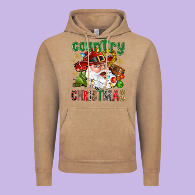 Country Christmas Vintage Hoodie Designed By Nancycooperartshop