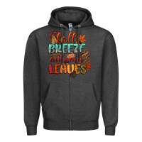 Charcoal Heather fall breeze and autumn leaves Zipper Hoodie - CowGirlArtShop