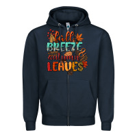 Navy fall breeze and autumn leaves Zipper Hoodie - CowGirlArtShop
