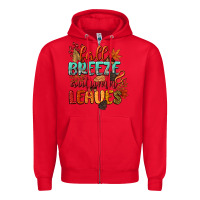 Red fall breeze and autumn leaves Zipper Hoodie - CowGirlArtShop