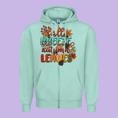 Fall Breeze And Autumn Leaves Zipper Hoodie Designed By Cowgirlartshop