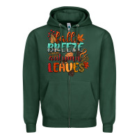 Sports Green fall breeze and autumn leaves Zipper Hoodie - CowGirlArtShop