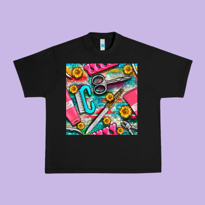 Nail Art Tools And Hand Cream With Serape And Turquoise Glitter Seamle Urban Heavy Tee Designed By Bundleandbundleshop