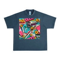 Midnight Navy nail art tools and hand cream with serape and turquoise glitter seamle Urban Heavy Tee - BundleAndBundleShop