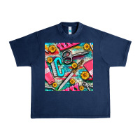 Navy nail art tools and hand cream with serape and turquoise glitter seamle Urban Heavy Tee - BundleAndBundleShop