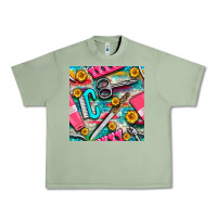 Oil Green nail art tools and hand cream with serape and turquoise glitter seamle Urban Heavy Tee - BundleAndBundleShop