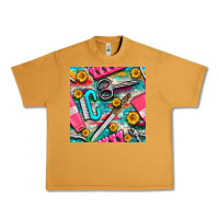 Peanut Butter nail art tools and hand cream with serape and turquoise glitter seamle Urban Heavy Tee - BundleAndBundleShop