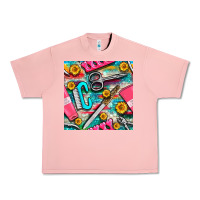 Salmon nail art tools and hand cream with serape and turquoise glitter seamle Urban Heavy Tee - BundleAndBundleShop