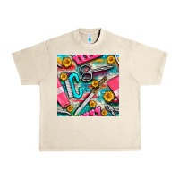 Sandshell nail art tools and hand cream with serape and turquoise glitter seamle Urban Heavy Tee - BundleAndBundleShop