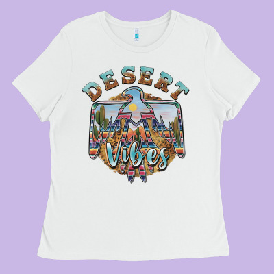 Desert Vibes Thunderbird Ladies Tee Designed By Barkaloodesign