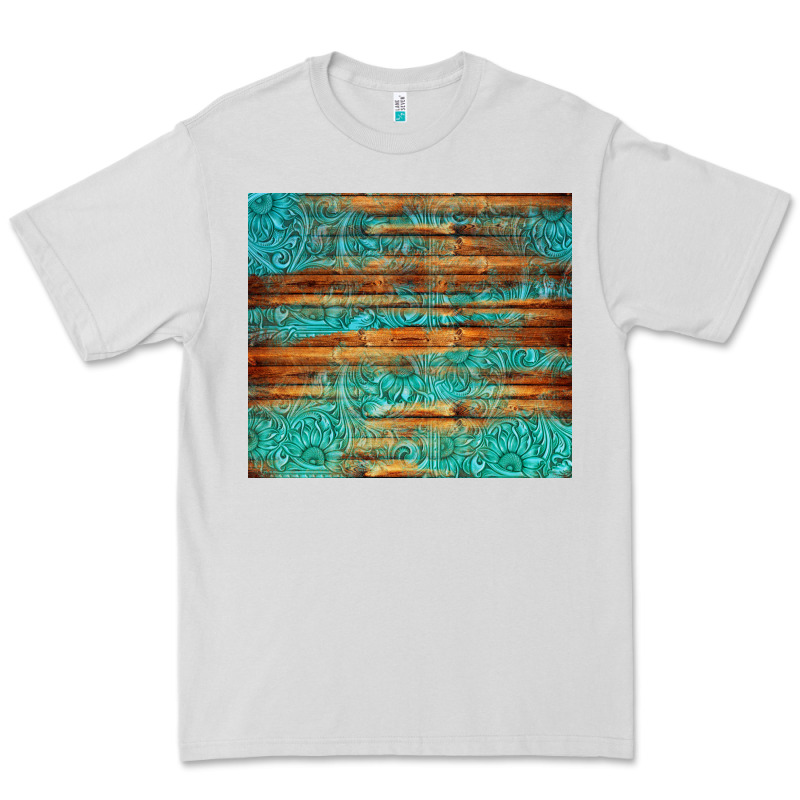 Turquoise  Leather And Wooden Pattern Tumbler Premium Tee by Jasminsmagicworld | Teevron