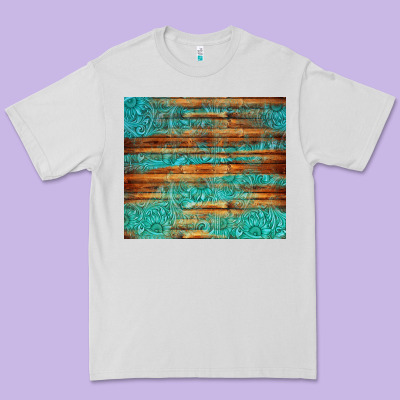 Turquoise  Leather And Wooden Pattern Tumbler Premium Tee Designed By Jasminsmagicworld