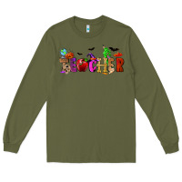 Army Green Halloween Teacher Long Sleeve Tee - RanaPortraitStore