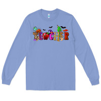 Colony Blue Halloween Teacher Long Sleeve Tee - RanaPortraitStore