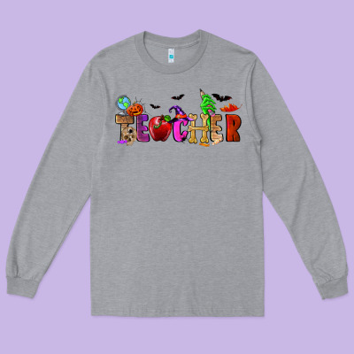 Halloween Teacher Long Sleeve Tee Designed By Ranaportraitstore