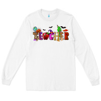 White Halloween Teacher Long Sleeve Tee - RanaPortraitStore