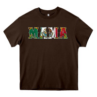 Chocolate Brown mexican flag mama Heavy Core Tee - Jasminsmagicworld