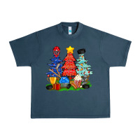 Midnight Navy Christmas With Ice Hockey Trees Urban Heavy Tee - BundleAndBundleShop