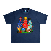 Navy Christmas With Ice Hockey Trees Urban Heavy Tee - BundleAndBundleShop