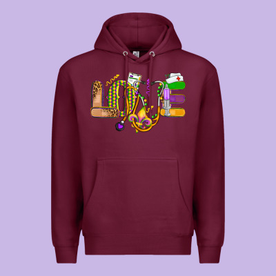 Love Nurse Mardi Gras Premium Hoodie Designed By Oliviacreatesart