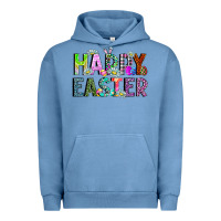 Pigment Pebble Blue Happy Easter Urban Hoodie - CowhideDigitalArt
