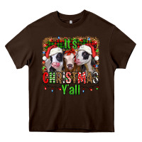 Chocolate Brown it's christmas y'all heifers Heavy Core Tee - Jasminsmagicworld