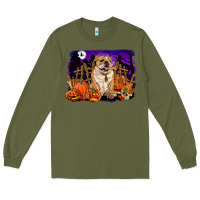 Army Green Halloween english bulldog Long Sleeve Tee - RanaPortraitStore
