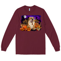 Burgundy Halloween english bulldog Long Sleeve Tee - RanaPortraitStore