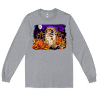 Heather Grey Halloween english bulldog Long Sleeve Tee - RanaPortraitStore