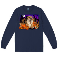 Navy Halloween english bulldog Long Sleeve Tee - RanaPortraitStore