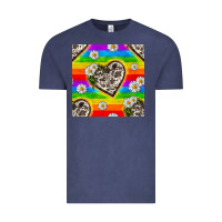 Vintage Denim Pride LGBTQ+ Cowhide Hearts And Daisy Patterns Vintage Tee - BundleAndBundleShop