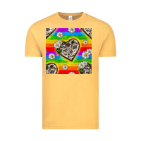 Vintage Mustard Pride LGBTQ+ Cowhide Hearts And Daisy Patterns Vintage Tee - BundleAndBundleShop
