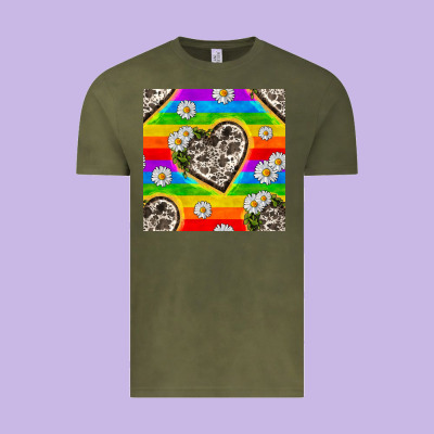 Pride Lgbtq+ Cowhide Hearts And Daisy Patterns Vintage Tee Designed By Bundleandbundleshop