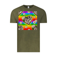 Vintage Olive Pride LGBTQ+ Cowhide Hearts And Daisy Patterns Vintage Tee - BundleAndBundleShop