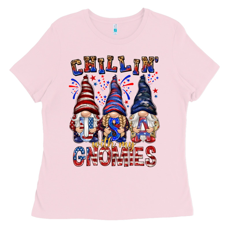 Chilling With My Gnomies With Usa Ladies Tee by NancyCooperArtShop | Teevron