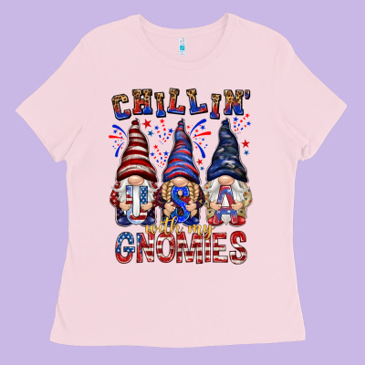 Chilling With My Gnomies With Usa Ladies Tee Designed By Nancycooperartshop