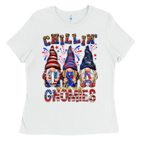 White Chilling with my gnomies with usa Ladies Tee - NancyCooperArtShop