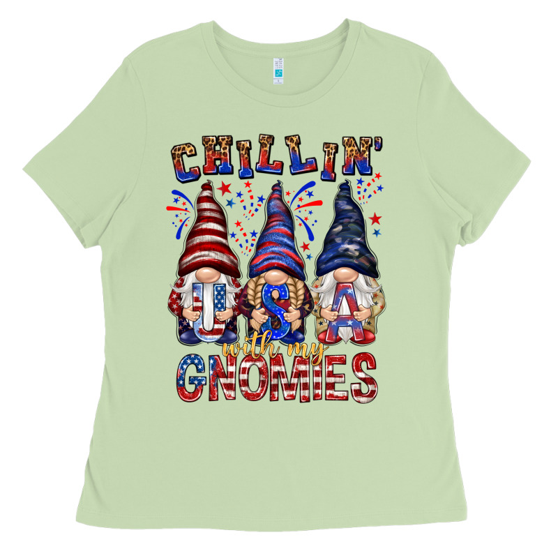 Chilling With My Gnomies With Usa Ladies Tee by NancyCooperArtShop | Teevron