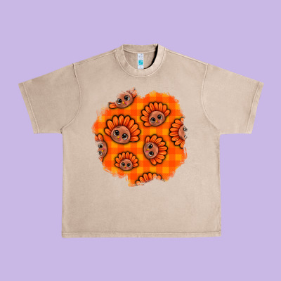 Thanksgiving Turkey With Tartan Patch Urban Heavy Tee Designed By Bundleandbundleshop