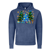 Vintage Denim Hannukah Christmas trees Vintage Hoodie - NancyCooperArtShop