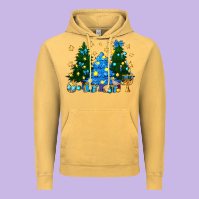 Hannukah Christmas Trees Vintage Hoodie Designed By Nancycooperartshop